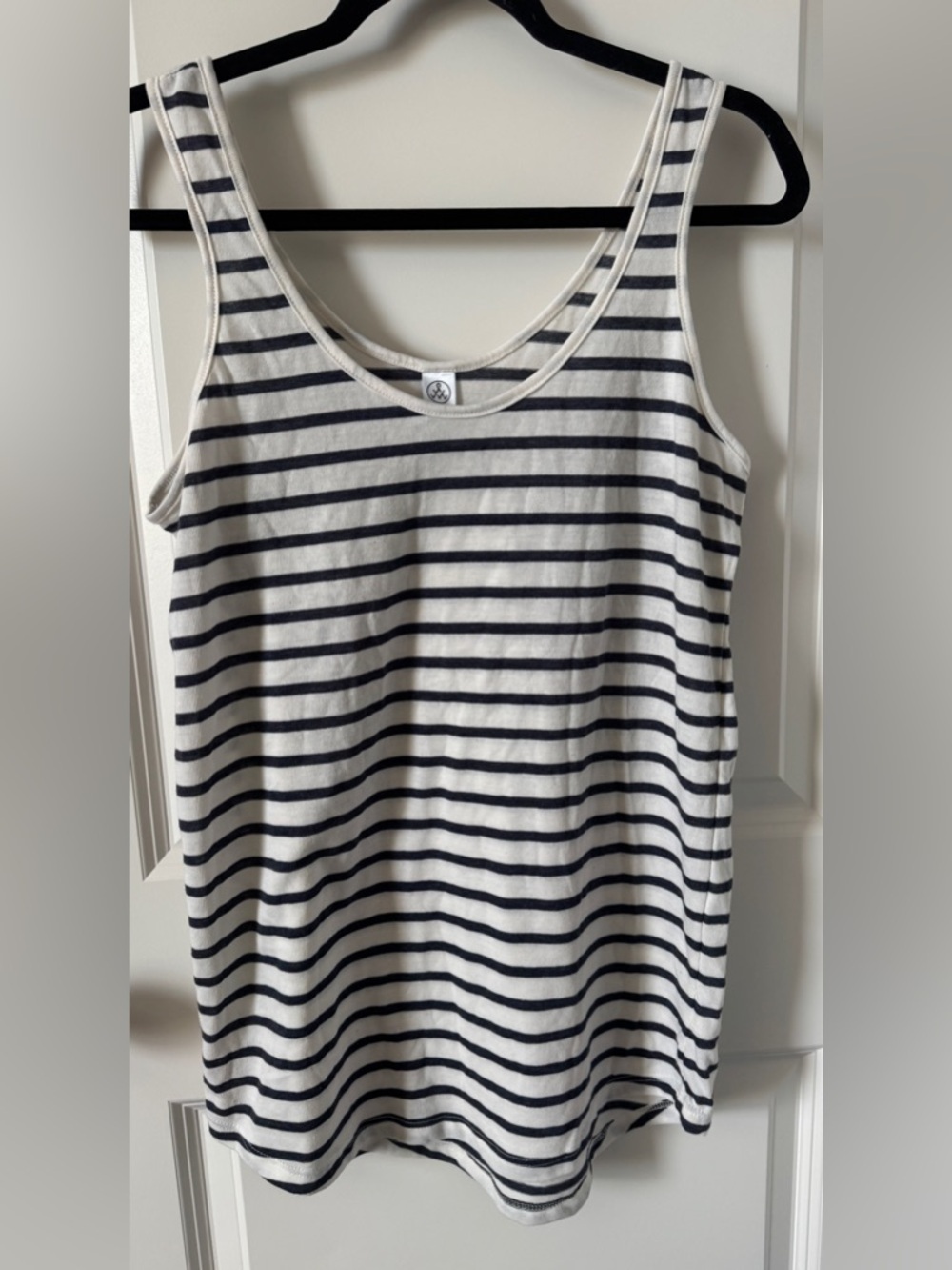 Alternative Earth Striped Tank in White and Navy-XL